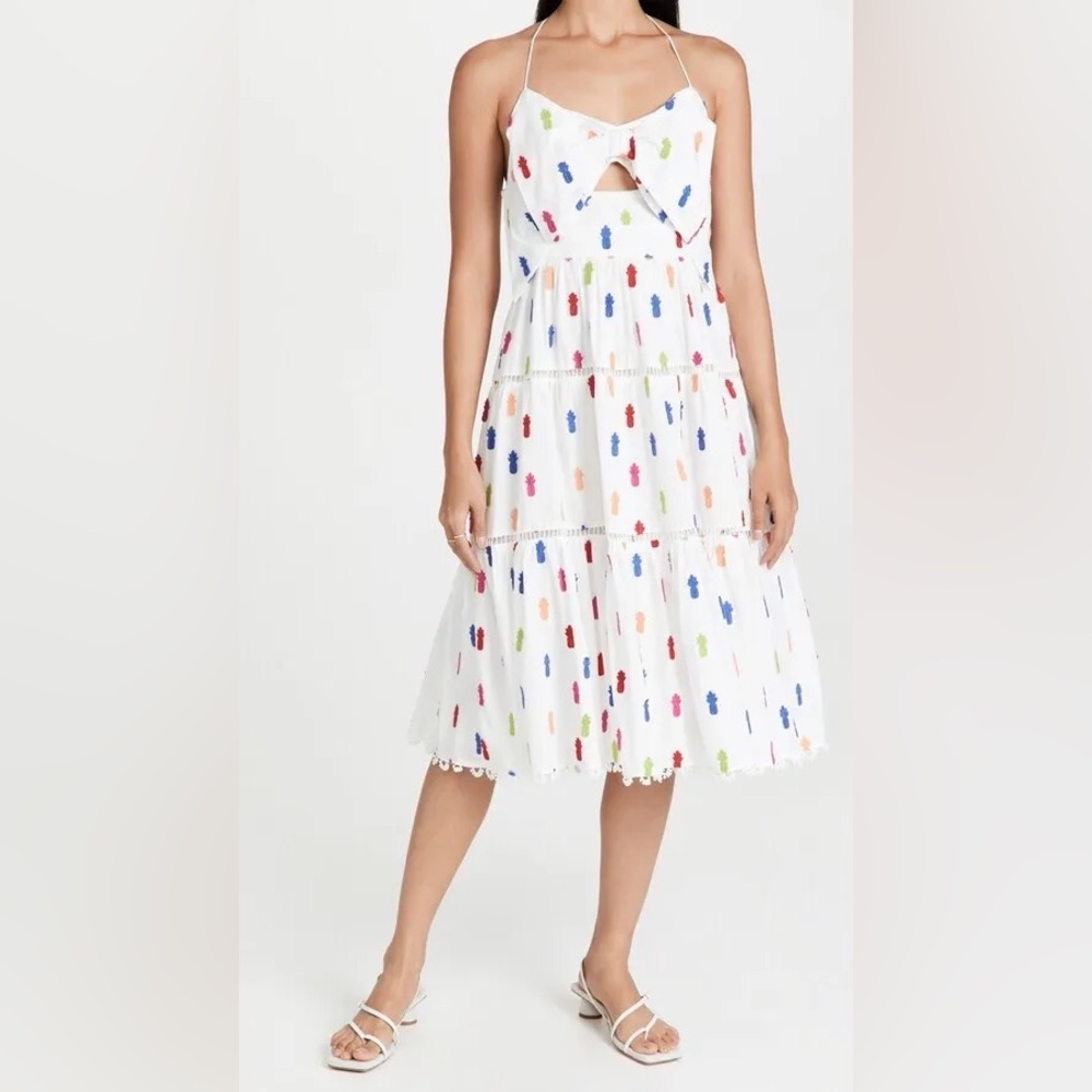 FARM RIO Pineapple Midi Dress with Bow XS - $235